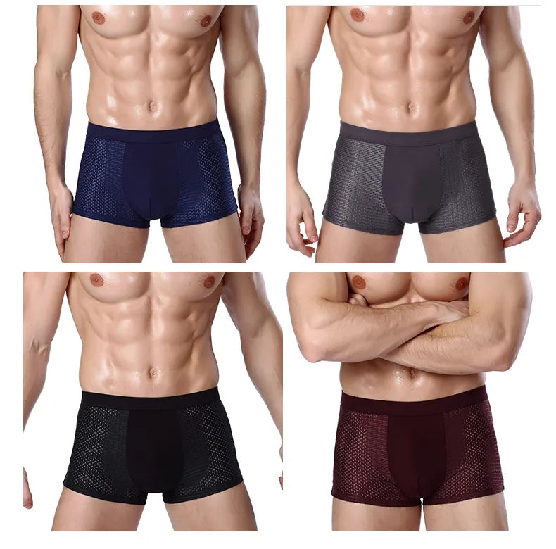 Pague 2 Leve 4 - Boxers Monocromáticos Masculinos, Respiráveis e com Fibra + FRETE GRÁTIS