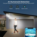 Câmera de vigilância ao ar livre sem fio, lente dupla com tela dupla, detecção humana AI, rastreamento automático, PTZ, Wi-Fi, aplicativo iCSee, 8MP, 4K